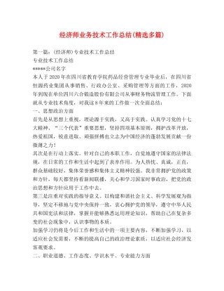 经济师业务技术工作总结(精选多篇) 