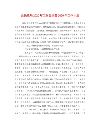 经典范文-县民政局2020年工作总结暨2020年工作计划 