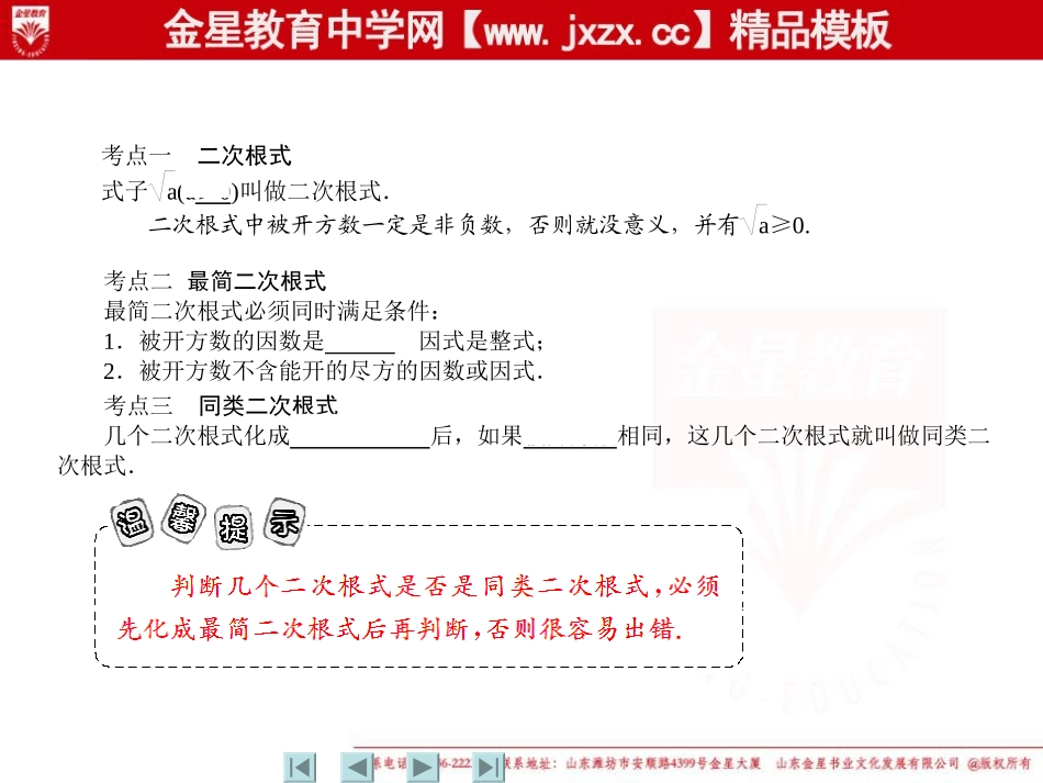 2011中考数学一轮复习课件：第6讲　二次根式及其运算（人教版）_第3页