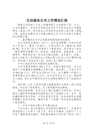 生活服务公司工作情况汇报