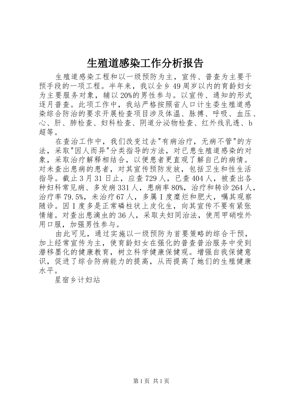 生殖道感染工作分析报告_第1页