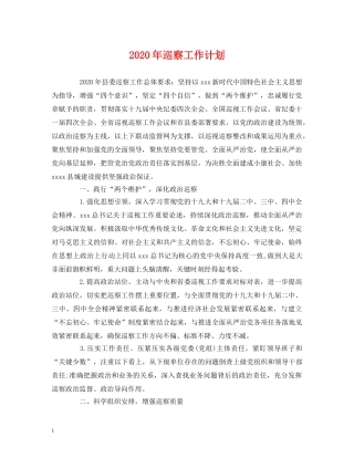 经典范文-2020年巡察工作计划 