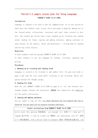 2014-2015学年高中英语Unit1Period3AsamplelessonplanforUsingLanguage教学设计新人教版选修8