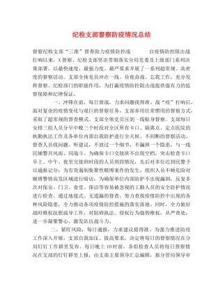 纪检支部督察防疫情况总结 