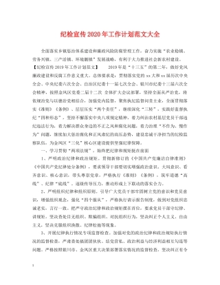 纪检宣传2020年工作计划范文大全 