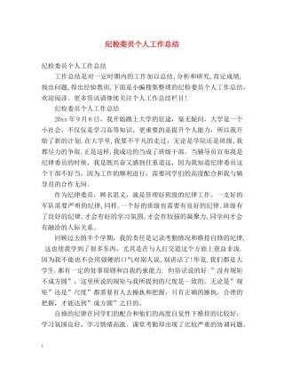 纪检委员个人工作总结 