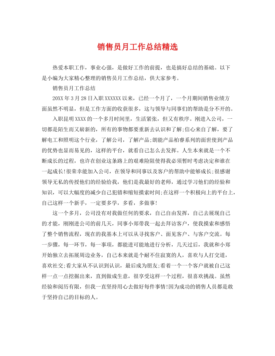 销售员月工作总结精选 _第1页