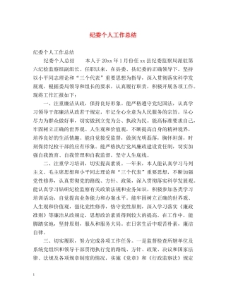 纪委个人工作总结 