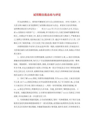 试用期自我总结与评定 