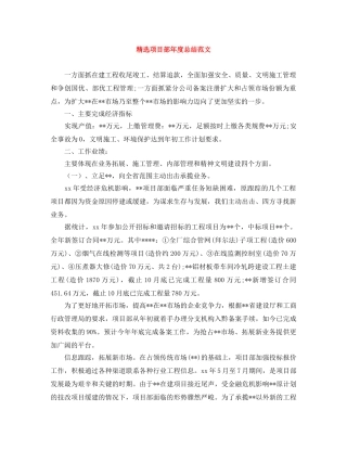 精选项目部年度总结范文 
