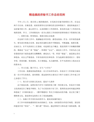精选镇政府秘书工作总结范例 