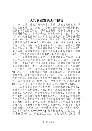 现代农业发展工作报告