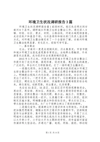 环境卫生状况调研报告3篇