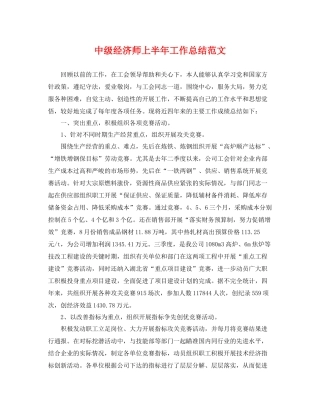 中级经济师上半年工作总结范文 