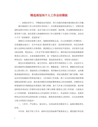 精选规划局个人工作总结模板 