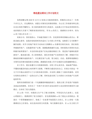 精选置业顾问工作计划范文 