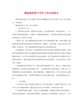精选组织部下半年工作计划范文 