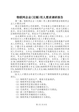 物联网企业(无锡)用人需求调研报告