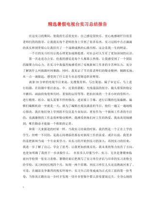 精选暑假电视台实习总结报告 