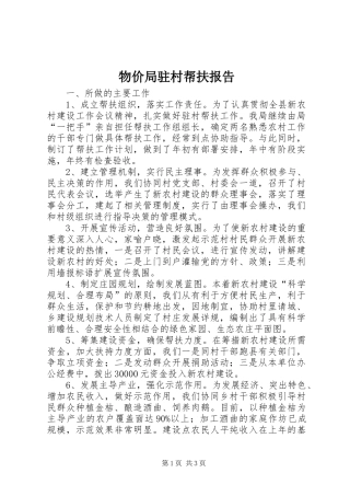 物价局驻村帮扶报告