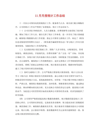 11月月度统计工作总结 