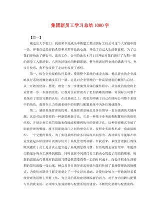 集团新员工学习总结1000字 