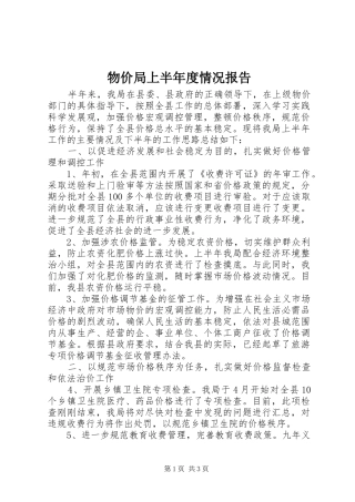 物价局上半年度情况报告