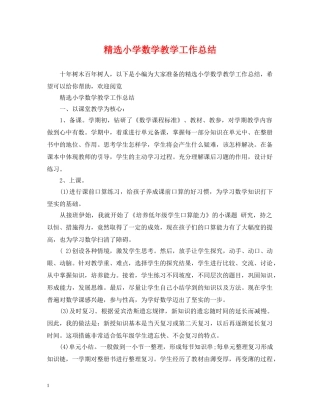 精选小学数学教学工作总结 