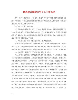 精选实习期实习生个人工作总结 
