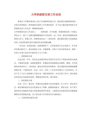 大学班级团支部工作总结 