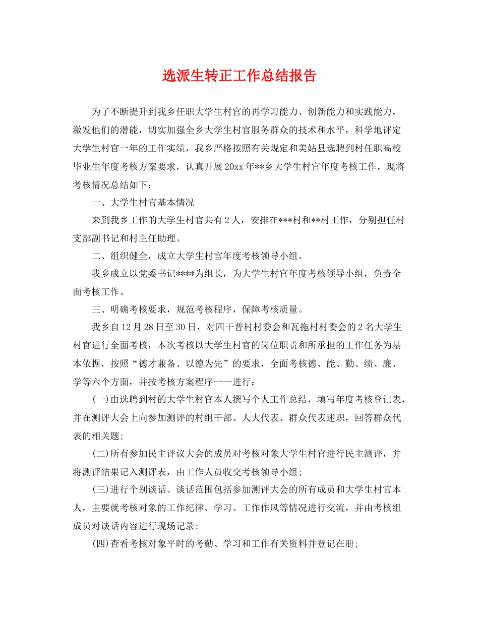 选派生转正工作总结报告 _第1页