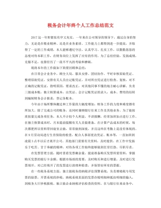 税务会计年终个人工作总结范文 