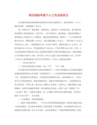 项目招标年度个人工作总结范文 