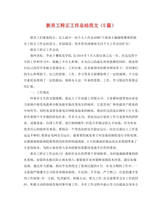 新员工转正工作总结范文（5篇） 