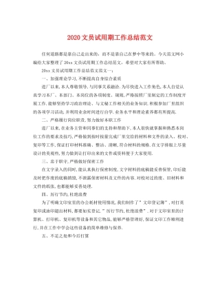 文员试用期工作总结范文 