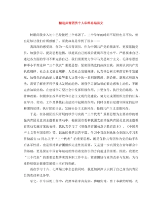 精选共青团员个人年终总结范文 