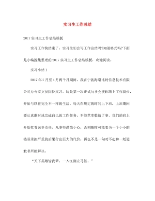 实习生工作总结 