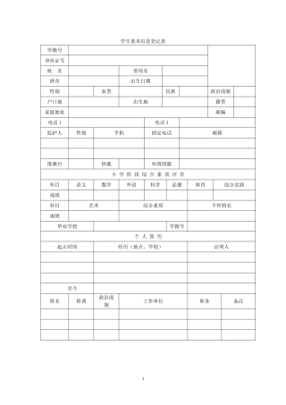普通中学生成长记录手册15