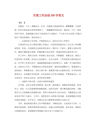 月度工作总结300字范文 