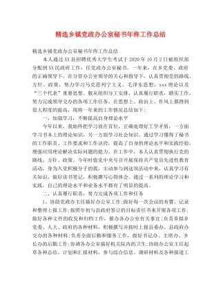 精选乡镇党政办公室秘书年终工作总结 