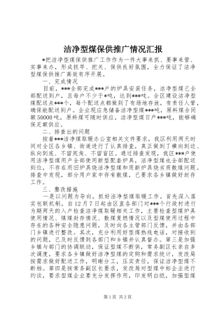 洁净型煤保供推广情况汇报