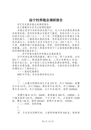 汤宁村养殖业调研报告