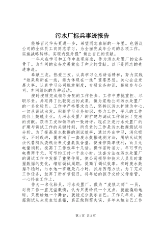 污水厂标兵事迹报告