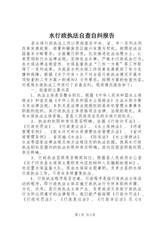 水行政执法自查自纠报告