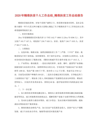 2020年精准扶贫个人工作总结_精准扶贫工作总结报告 