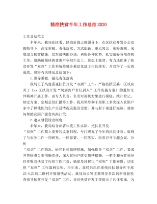 精准扶贫半年工作总结2020 