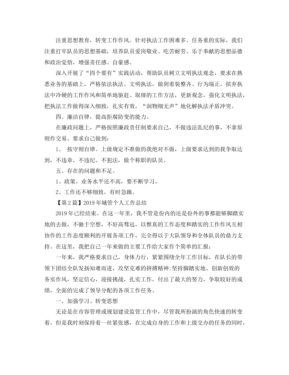 城管个人工作总结格式三篇 _第2页