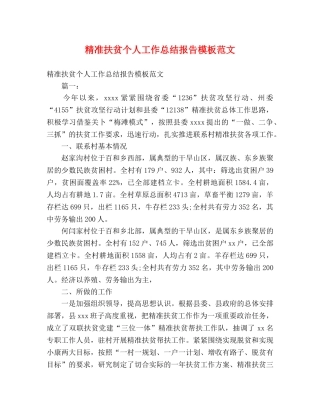 精准扶贫个人工作总结报告模板范文 