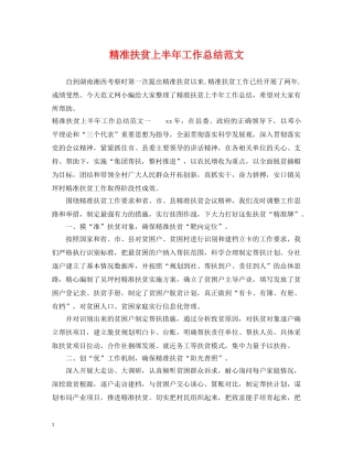 精准扶贫上半年工作总结范文 