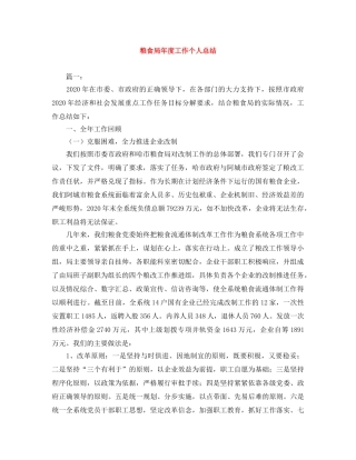 粮食局年度工作个人总结 